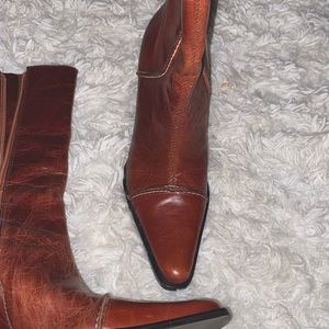 Beautiful, lightly worn wedge leather boots